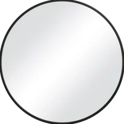 Framed Mirrors-Kirkland's Home Round Matte Black Thin Frame Mirror