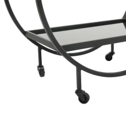 Kitchen Islands & Bar Carts-Kirkland's Home Round Metal And Glass 2-Ter Bar Cart Black