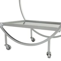Kitchen Islands & Bar Carts-Kirkland's Home Round Metal And Glass 2-Ter Bar Cart Silver