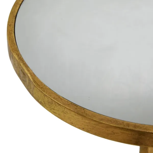 Accent & End Tables-Kirkland's Home Round Metal Mirrored Top Side Table Gold