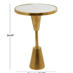 Accent & End Tables-Kirkland's Home Round Metal Mirrored Top Side Table Gold