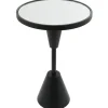 Accent & End Tables-Kirkland's Home Round Metal Mirrored Top Side Table Black
