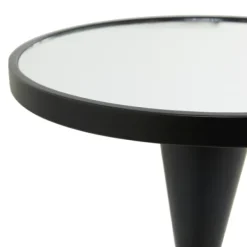 Accent & End Tables-Kirkland's Home Round Metal Mirrored Top Side Table Black