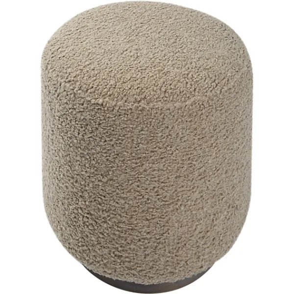 Benches & Ottomans-Kirkland's Home Round Oatmeal Boucle Ottoman Tan