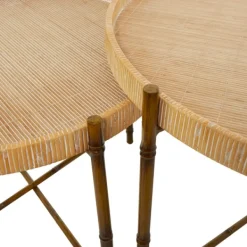 Coffee Tables-Kirkland's Home Round Rattan 2-Pc. Nesting Coffee Table Set Brown