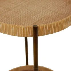 Accent & End Tables-Kirkland's Home Round Rattan 2-Tier Side Table Brown