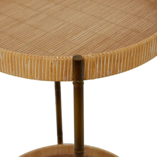 Accent & End Tables-Kirkland's Home Round Rattan 2-Tier Side Table Brown