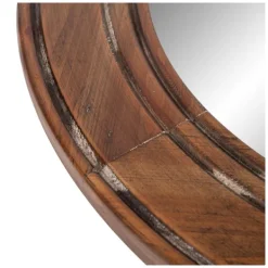 Decorative Mirrors-Kirkland's Home Round Reclaimed Wood Wall Mirror, 31.5 In.