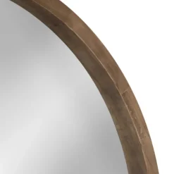 Decorative Mirrors-Kirkland's Home Round Rustic Wood Hutton Mirror Brown