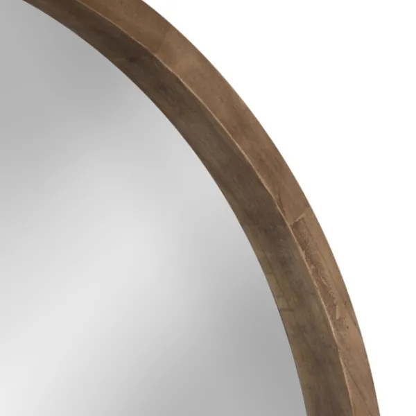 Decorative Mirrors-Kirkland's Home Round Rustic Wood Hutton Mirror Brown