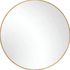 Framed Mirrors-Kirkland's Home Round Simple Frame Medium Wall Mirror Gold