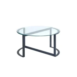 Coffee Tables-Kirkland's Home Round Tempered Glass Hourglass Base Coffee Table Black