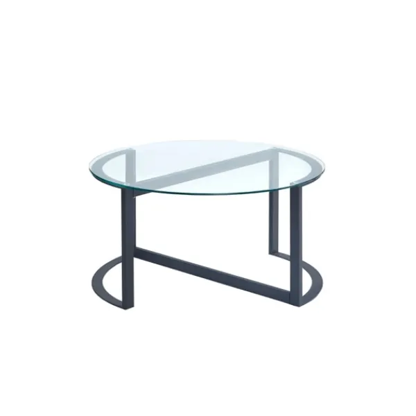 Coffee Tables-Kirkland's Home Round Tempered Glass Hourglass Base Coffee Table Black