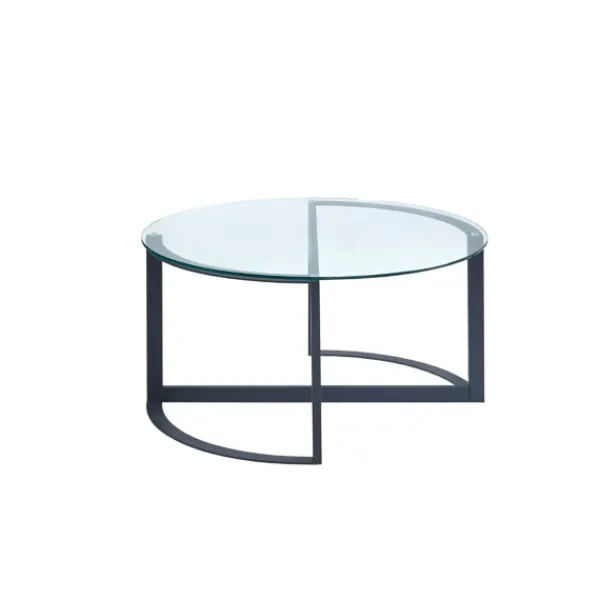 Coffee Tables-Kirkland's Home Round Tempered Glass Hourglass Base Coffee Table Black