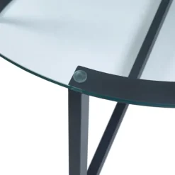 Coffee Tables-Kirkland's Home Round Tempered Glass Hourglass Base Coffee Table Black