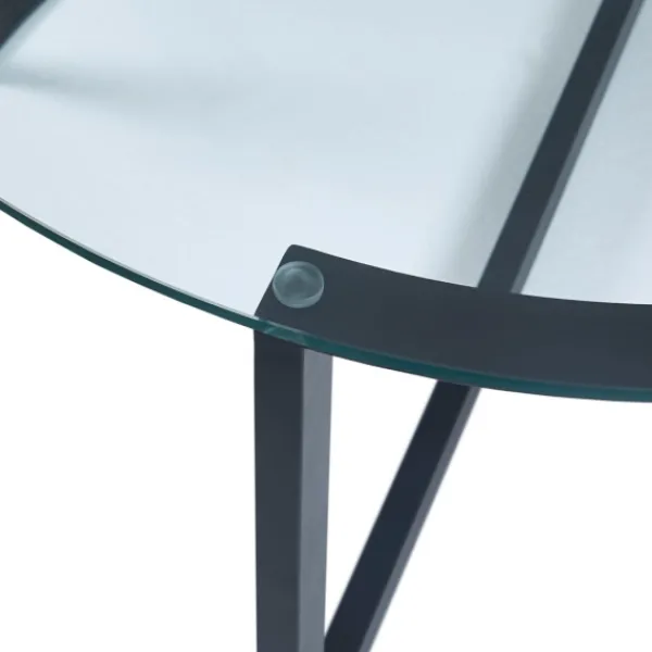 Coffee Tables-Kirkland's Home Round Tempered Glass Hourglass Base Coffee Table Black