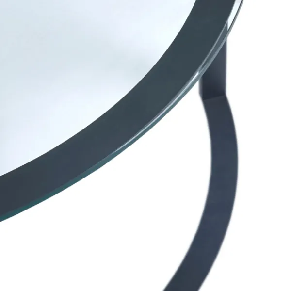 Coffee Tables-Kirkland's Home Round Tempered Glass Hourglass Base Coffee Table Black