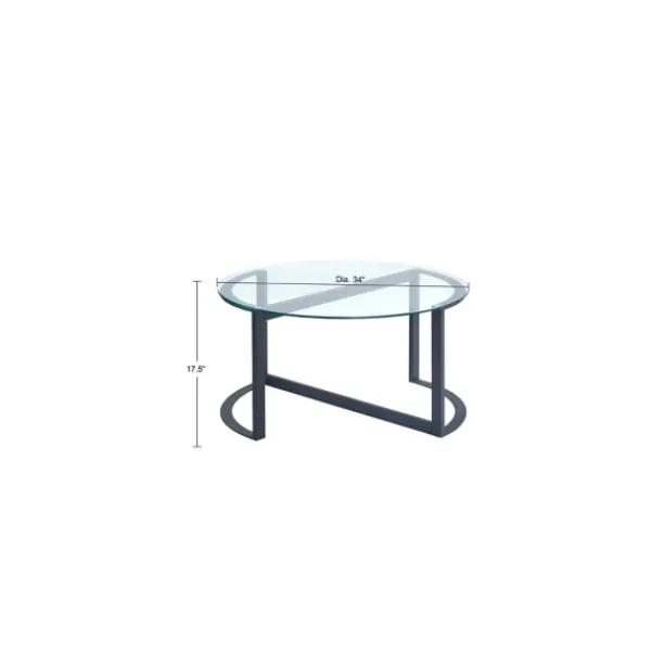 Coffee Tables-Kirkland's Home Round Tempered Glass Hourglass Base Coffee Table Black