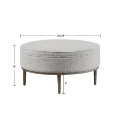 Benches & Ottomans-Kirkland's Home Round Upholstered Ottoman Gray