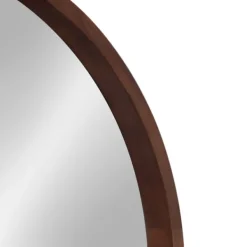 Decorative Mirrors-Kirkland's Home Round Walnut Wood Hutton Mirror Brown