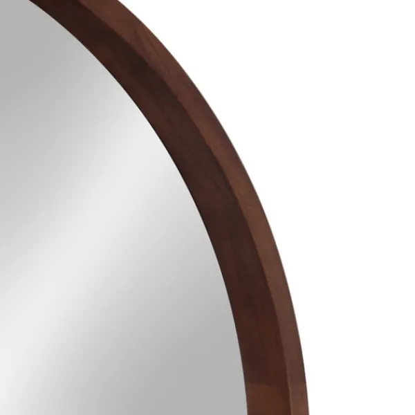 Decorative Mirrors-Kirkland's Home Round Walnut Wood Hutton Mirror Brown