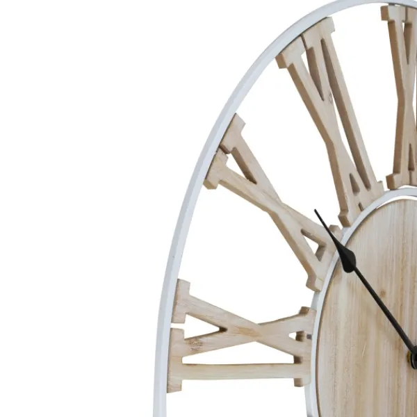 Clocks-Kirkland's Home Round White Metal And Wood Wall Clock