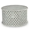 Coffee Tables-Kirkland's Home Round White Wood Lattice Coffee Table
