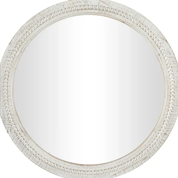 Decorative Mirrors-Kirkland's Home Round Whitewash Beaded Wall Mirror