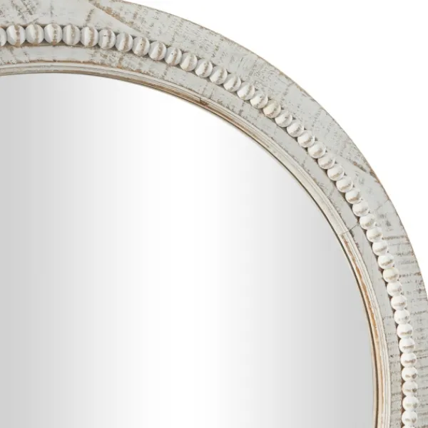 Decorative Mirrors-Kirkland's Home Round Whitewash Beaded Wall Mirror