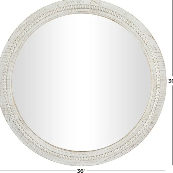 Decorative Mirrors-Kirkland's Home Round Whitewash Beaded Wall Mirror