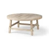 Coffee Tables-Kirkland's Home Round Whitewash Wood Modern Farmhouse Coffee Table White/Brown