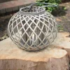 Lanterns-Kirkland's Home Round Willow Lantern With Glass Pillar Gray