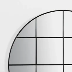 Decorative Mirrors-Kirkland's Home Round Windowpane Wall Mirror Black