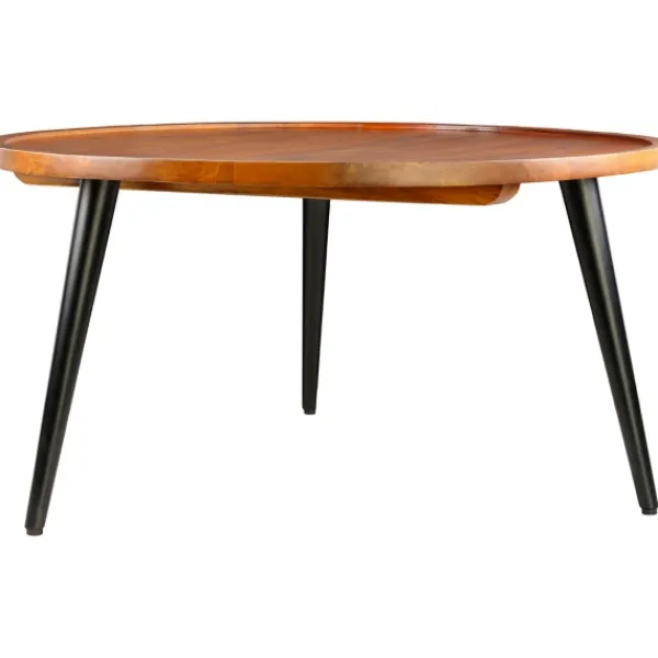 Coffee Tables-Kirkland's Home Round Wood And Metal Coffee Table Brown