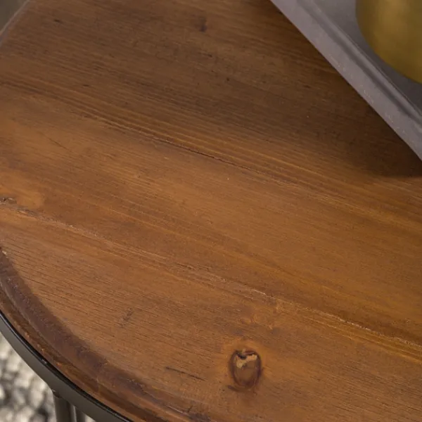 Accent & End Tables-Kirkland's Home Round Wooden And Metal Baldwin Accent Table