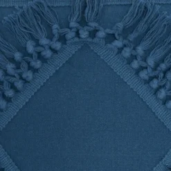 Pillows-Kirkland's Home Royal Diamond Fringe Throw Pillow Blue