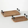 Decorative Trays-Kirkland's Home Rubberwood Black Handle Decorative Trays, Set Of 2 Brown/Black