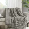 Blankets & Throws-Kirkland's Home Ruched Faux Fur Throw Gray