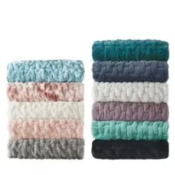 Blankets & Throws-Kirkland's Home Ruched Faux Fur Throw Gray