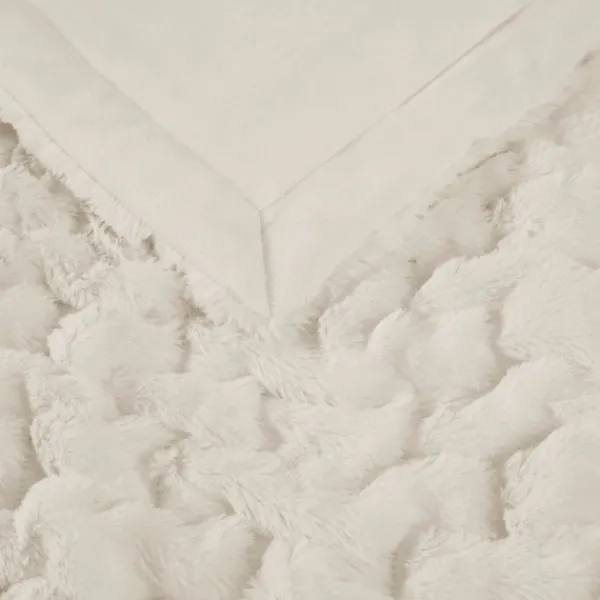 Blankets & Throws-Kirkland's Home Ruched Fur Throw Ivory