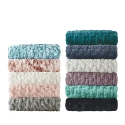 Blankets & Throws-Kirkland's Home Ruched Fur Throw Ivory
