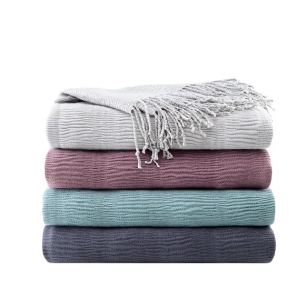 Blankets & Throws-Kirkland's Home Ruched Throw Blanket With Fringe Purple