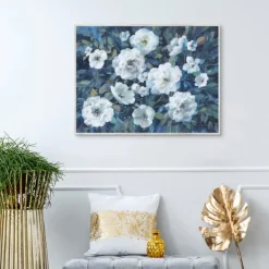 Framed Art-Kirkland's Home Rugosa Roses Floral Framed Wall Art Blue/White/Green