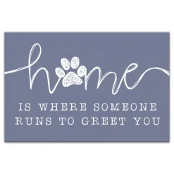 Wall Quotes & Signs-Kirkland's Home Runs To Greet You Canvas Art Print, 18X12 In. Blue/White