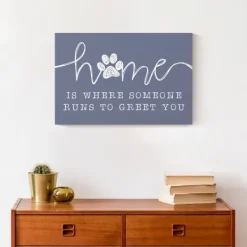 Wall Quotes & Signs-Kirkland's Home Runs To Greet You Canvas Art Print, 18X12 In. Blue/White