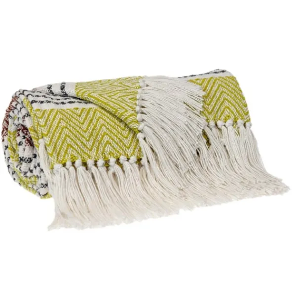 Blankets & Throws-Kirkland's Home Rust And Neon Herringbone Multi Striped Throw Red