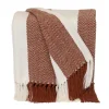Blankets & Throws-Kirkland's Home Rust Chalet Striped Fringe Throw Red/White