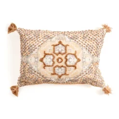 Pillows-Kirkland's Home Rust Embroidered Medallion Lumbar Pillow Orange
