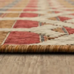 Outdoor Rugs-Kirkland's Home Rust Geo Ikat Outdoor Area Rug, 5X7 Red/Tan