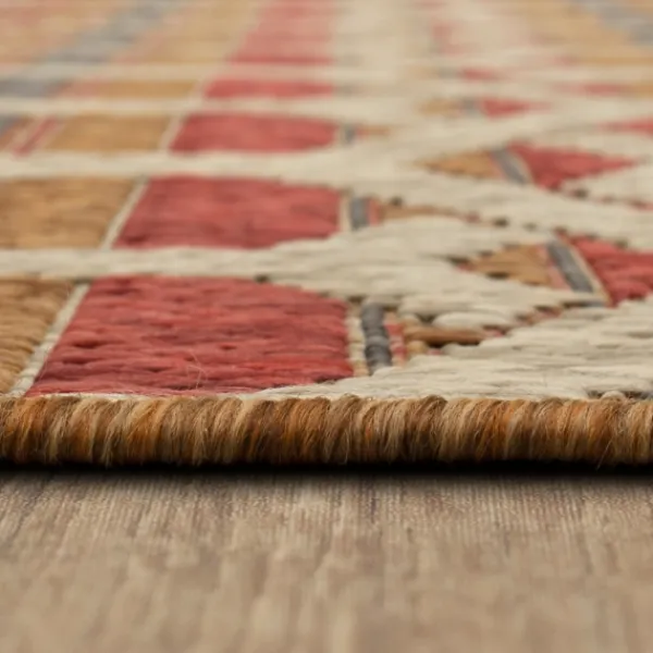 Outdoor Rugs-Kirkland's Home Rust Geo Ikat Outdoor Area Rug, 5X7 Red/Tan